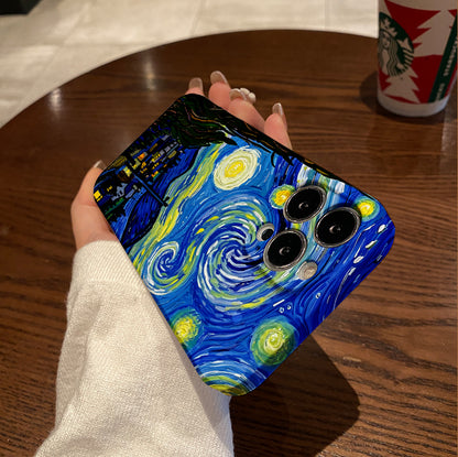 Mobile Phone Protective Case with starry sky pattern design, suitable for iPhone 16 15 14 13 Mini 12 11 Pro Max Pro Plus XR XS Max XS X series. Latest protective film, PC durable shell. Christmas gift, Hall