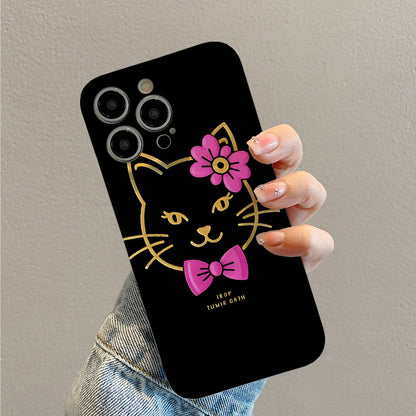 nique Phone Case Featuring a Classic Checkered Pattern with Adorned in a Pink Flower, Designed for Lens Protection And Shock Resistance.