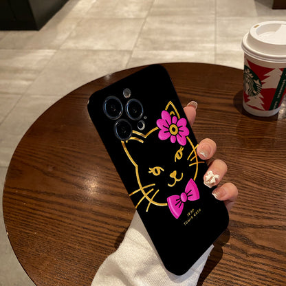 nique Phone Case Featuring a Classic Checkered Pattern with Adorned in a Pink Flower, Designed for Lens Protection And Shock Resistance.