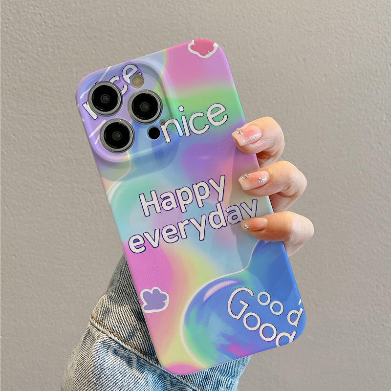 o Dye Smiling Face Suitable for iPhone15ProMax for iPhone 14pro Phone Case Women's 12 Case 13promax Wrist Strap New 13promax Lens Full Cover Anti Drop Explosion Protection Case Advanced Sense xsmax