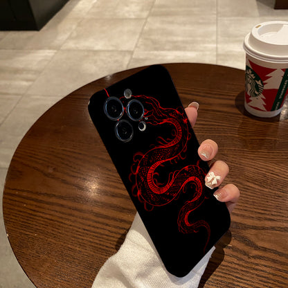 obile Phone Case with a Fierce Snake Pattern Outlined by Red Lines on a Background, Unique, with a Simple And Fashionable Style, with Lens Protection And Shock Absorption, Applicable to Iphone Series 1