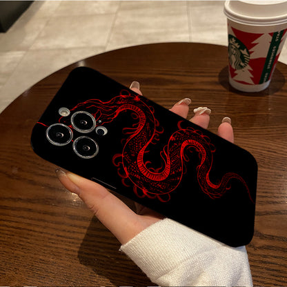 obile Phone Case with a Fierce Snake Pattern Outlined by Red Lines on a Background, Unique, with a Simple And Fashionable Style, with Lens Protection And Shock Absorption, Applicable to Iphone Series 1