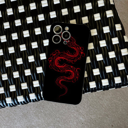 obile Phone Case with a Fierce Snake Pattern Outlined by Red Lines on a Background, Unique, with a Simple And Fashionable Style, with Lens Protection And Shock Absorption, Applicable to Iphone Series 1