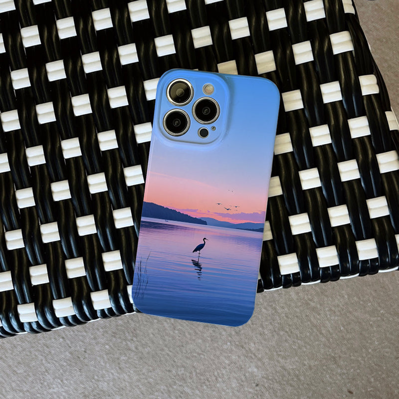 obile Phone Case with Colorful Birds' Reflections in the Water by the Riverside at Sunset, Poetic and Elegant, with a Unique Style, with Lens Protection and Shock Absorption, Applicable to for iPhone Series