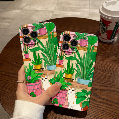 of Retro Oil Painting Kitten Full Coverage Fine Hole Mobile Phone Case, Compatible with Iphone 16Pro Max 15Pro 14Plus 13 12Pro 11