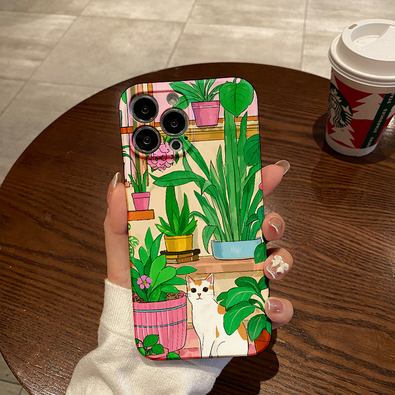 of Retro Oil Painting Kitten Full Coverage Fine Hole Mobile Phone Case, Compatible with Iphone 16Pro Max 15Pro 14Plus 13 12Pro 11