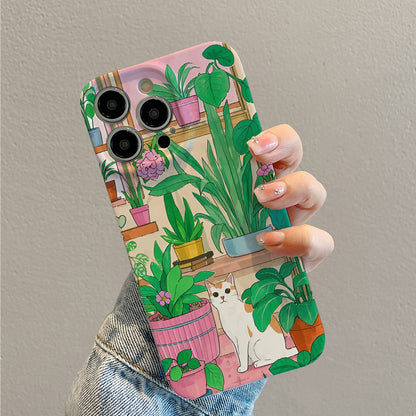 of Retro Oil Painting Kitten Full Coverage Fine Hole Mobile Phone Case, Compatible with Iphone 16Pro Max 15Pro 14Plus 13 12Pro 11