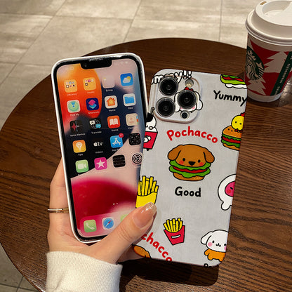 Pochacco Cartoon Phone Case, Designed for Various Iphone Models Including The Pro Max And Mini Versions, Is Perfect for Hamburger Lovers.