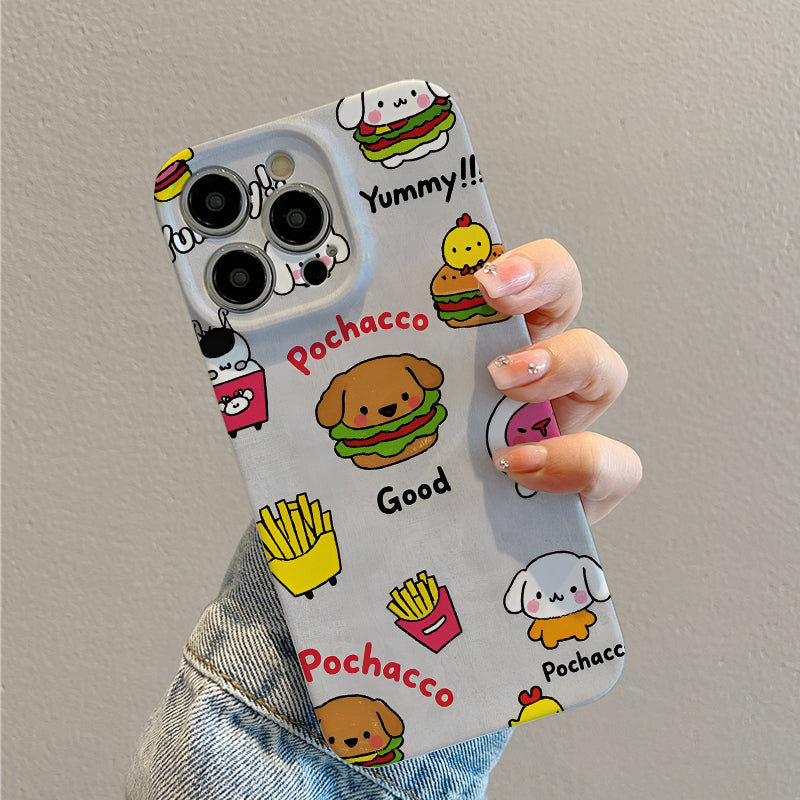 Pochacco Cartoon Phone Case, Designed for Various Iphone Models Including The Pro Max And Mini Versions, Is Perfect for Hamburger Lovers.