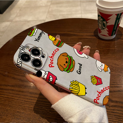 Pochacco Cartoon Phone Case, Designed for Various Iphone Models Including The Pro Max And Mini Versions, Is Perfect for Hamburger Lovers.