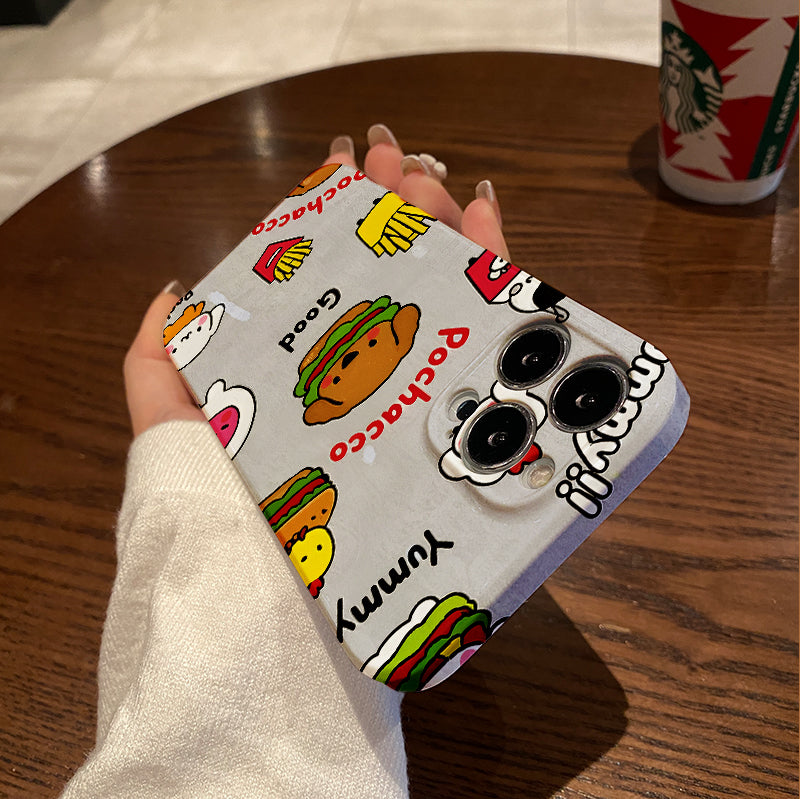 Pochacco Cartoon Phone Case, Designed for Various Iphone Models Including The Pro Max And Mini Versions, Is Perfect for Hamburger Lovers.