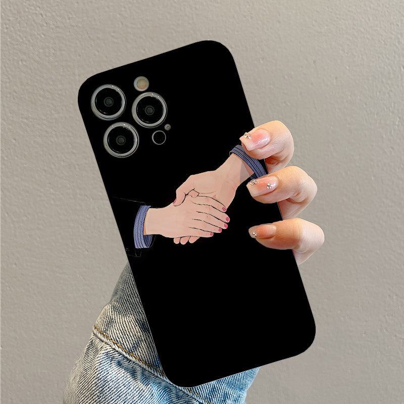 Piece of a Phone Case Featuring an Abstract Design of Hands Reaching Out in The , Complete with a , Suitable for Iphone Models 16, 15, 14, 13, 12, And 11 Pro Max, Plus. A Perfect Birthday Present