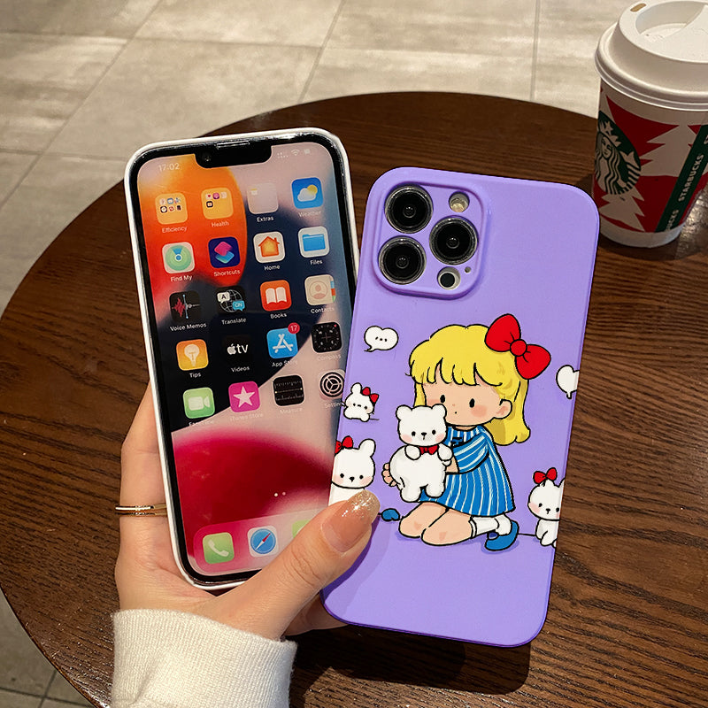 Piece Phone Case Featuring a Bear And Puppies in a Playful Design, Offering a Comfortable Grip, Durability, And Style.