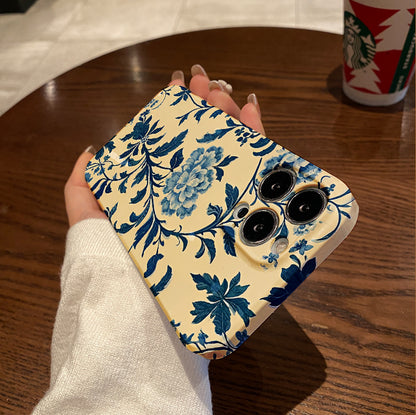 ple Golden Flower Grass Pattern High Bamboo Mobile Phone Case for iPhone 11 13 12 14 Pro 15 16 Pro Max XR XS X 7 8 Plus SE Shockproof Anti-fall Protective Cover