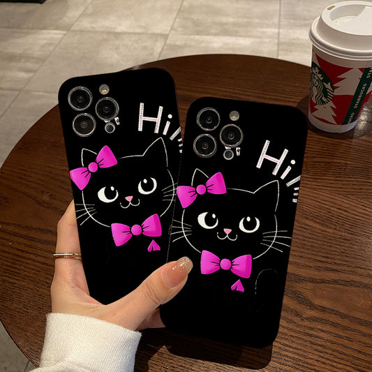 rable Cat Comfortable to Hold, Durable and Stylish, High Quality Protective Phone Case, Suitable for iPhone 16_15_14_13_12_11_X_7_6 series, _White Background, Camera Lens Protection, Shockproof, Anti-Sl