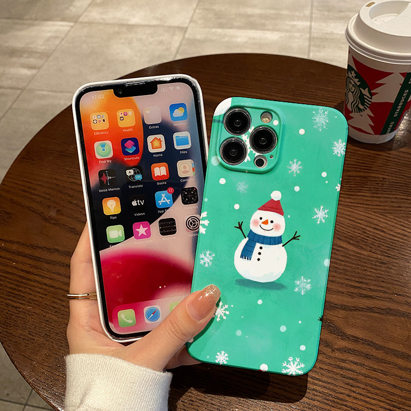 Mobile Phone Case with Colorful Christmas Snowflake Doll Pattern, Compatible with iPhone16 15 14 13 12 11 Pro Max Mini Plus