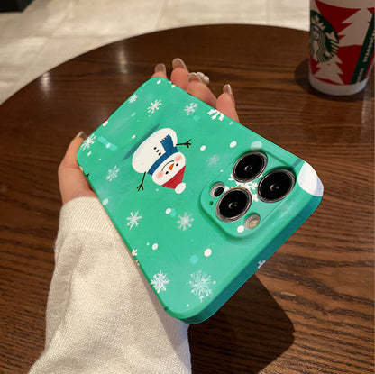 Mobile Phone Case with Colorful Christmas Snowflake Doll Pattern, Compatible with iPhone16 15 14 13 12 11 Pro Max Mini Plus