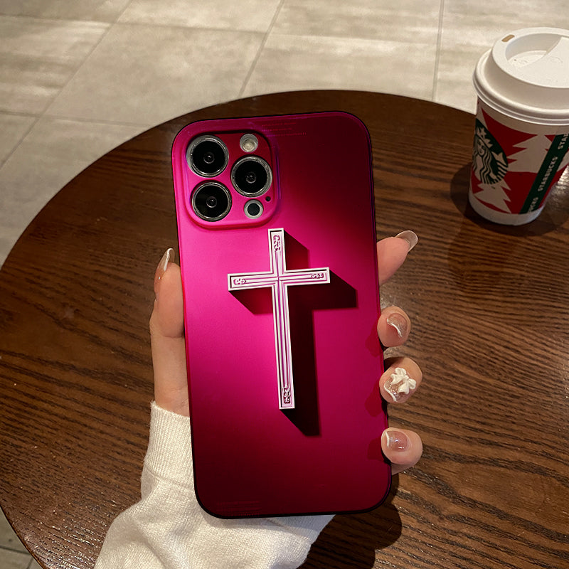 White Cross on Marble Background Durable, shock-absorbing, stylish phone case, for iPhone 16, 15, 14, 13, 12, 11, Plus, Pro, Max, perfect birthday gift for your friend!