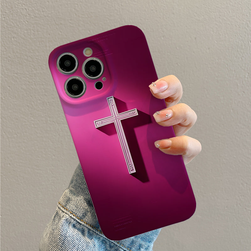 White Cross on Marble Background Durable, shock-absorbing, stylish phone case, for iPhone 16, 15, 14, 13, 12, 11, Plus, Pro, Max, perfect birthday gift for your friend!