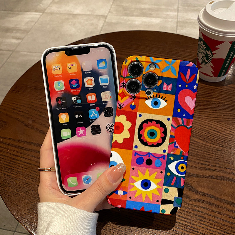 e and Stylish Retro Mosaic Phone Case - Compatible with iPhone 11, 12, 13, 14, 15, 16 Pro Max and Pro Plus Series - Fashionable Creative Design Accessory