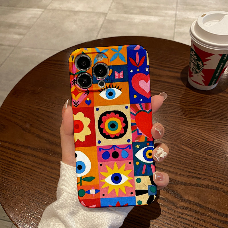 e and Stylish Retro Mosaic Phone Case - Compatible with iPhone 11, 12, 13, 14, 15, 16 Pro Max and Pro Plus Series - Fashionable Creative Design Accessory