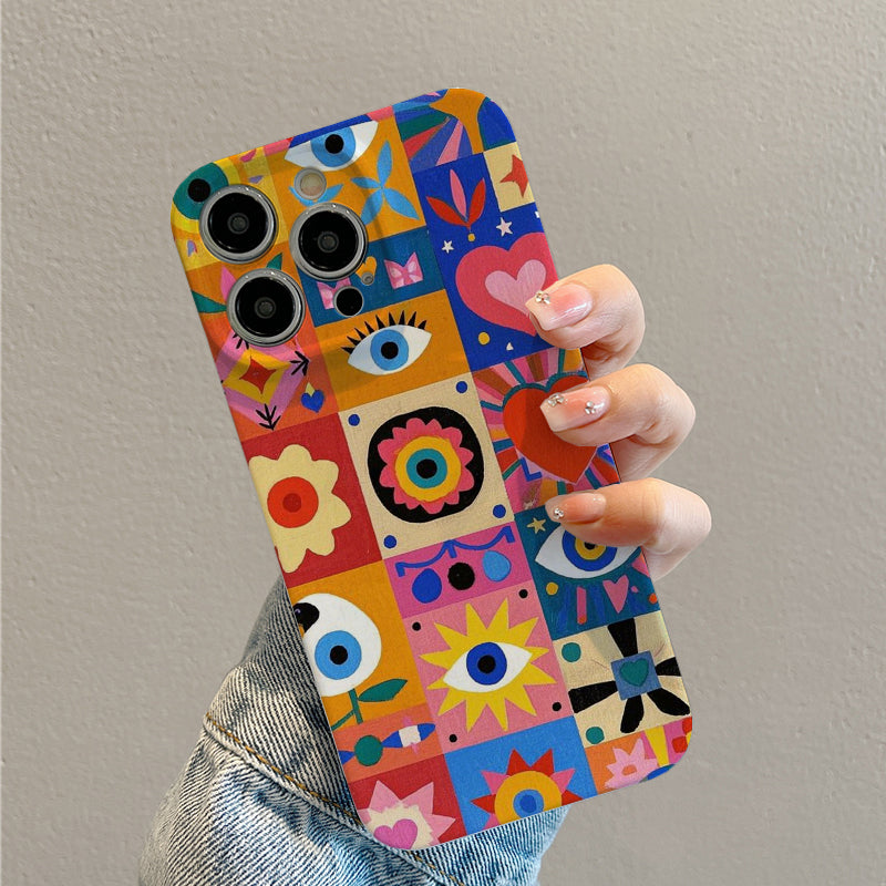 e and Stylish Retro Mosaic Phone Case - Compatible with iPhone 11, 12, 13, 14, 15, 16 Pro Max and Pro Plus Series - Fashionable Creative Design Accessory