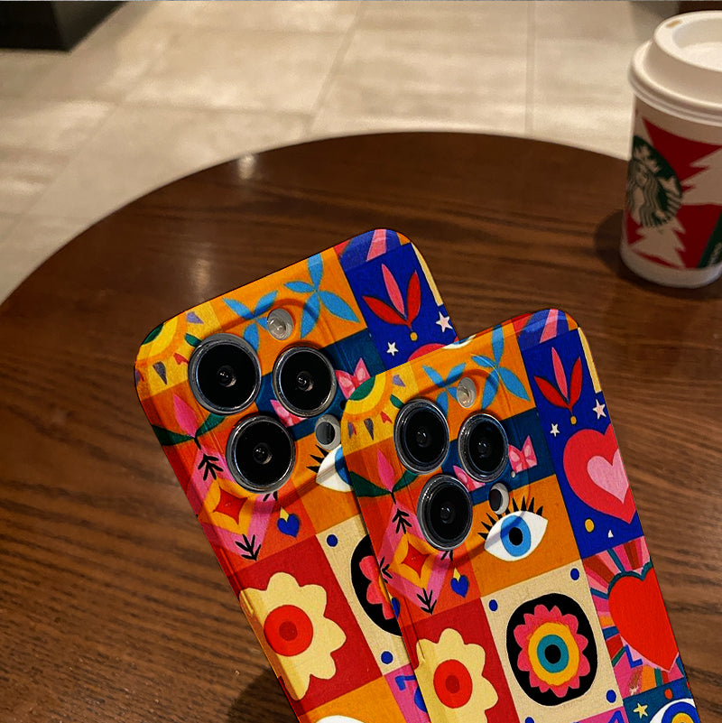 e and Stylish Retro Mosaic Phone Case - Compatible with iPhone 11, 12, 13, 14, 15, 16 Pro Max and Pro Plus Series - Fashionable Creative Design Accessory