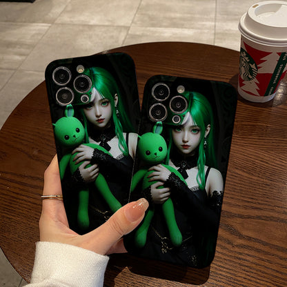 en Hair Cute Clown Girl Print Design for Iphone 16_15_14_13_12_11 Pro_Promax_Plus Series Latest Drop-Proof And Shockproof Film PC Durable Mobile Phone Case