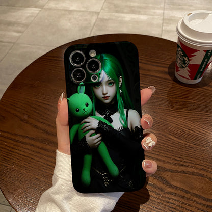 en Hair Cute Clown Girl Print Design for Iphone 16_15_14_13_12_11 Pro_Promax_Plus Series Latest Drop-Proof And Shockproof Film PC Durable Mobile Phone Case