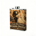 Bride and Groom Wedding Stainless Steel 8oz Portable Flask - Food-Grade 304 Stainless Steel
