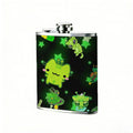 Cute green cartoon monster patterns 8oz Flask, Stainless Steel Whiskey Bottle Gift  for Women, Home Kitchen Bar Tools, Gift Box, Holiday Gift, Christmas, Valentine's Day, Girlfriend, Mom, Present