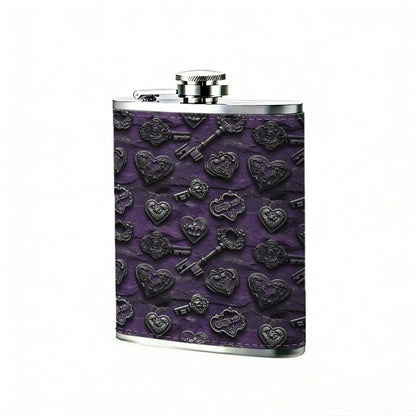 Purple knitted fabric texture 8oz Flask, Stainless Steel Whiskey Bottle Gift  for Women, Home Kitchen Bar Tools, Gift Box, Holiday Gift, Christmas, Valentine's Day, Girlfriend, Mom, Present