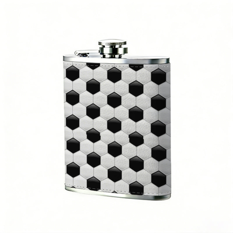Grid of black hexagonal dots on white background 8oz Flask, Stainless Steel Whiskey Bottle Gift  for Women, Home Kitchen Bar Tools, Gift Box, Holiday Gift, Christmas, Valentine's Day, Girlfriend, Mom, Present