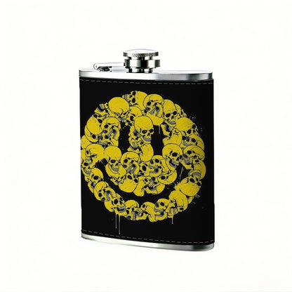 Yellow skull smiley face 8oz Flask, Stainless Steel Whiskey Bottle Gift  for Women, Home Kitchen Bar Tools, Gift Box, Holiday Gift, Christmas, Valentine's Day, Girlfriend, Mom, Present