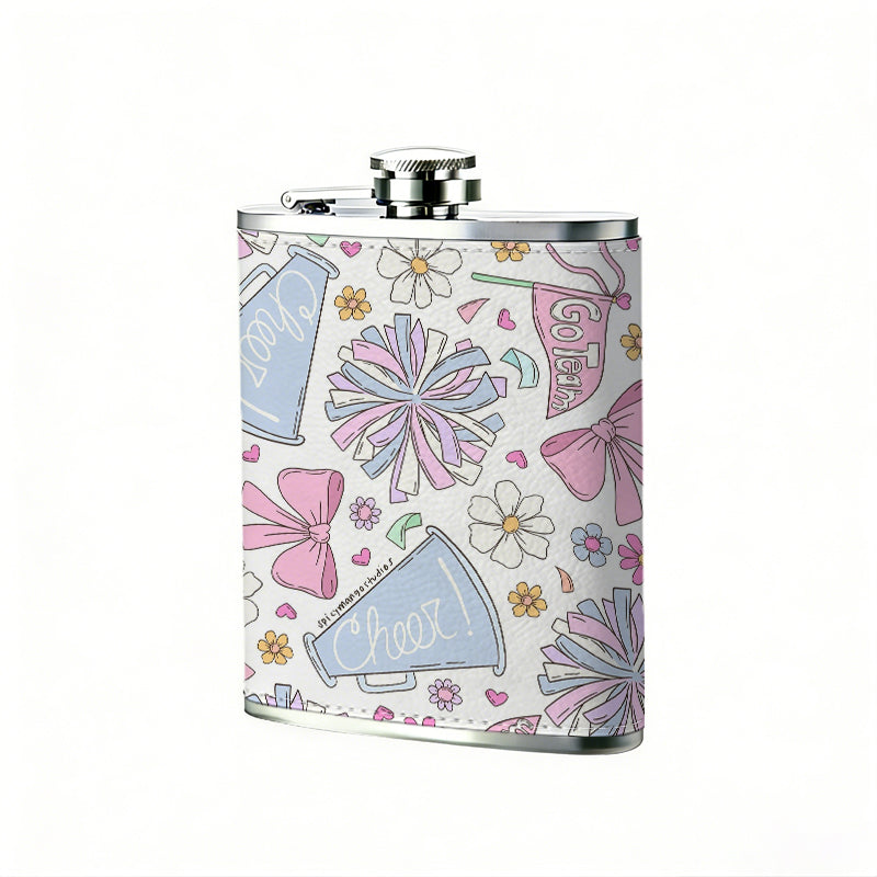 Bows, gift boxes and floral prints 8oz Flask, Stainless Steel Whiskey Bottle Gift  for Women, Home Kitchen Bar Tools, Gift Box, Holiday Gift, Christmas, Valentine's Day, Girlfriend, Mom, Present