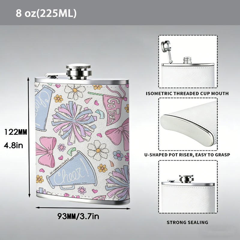 Bows, gift boxes and floral prints 8oz Flask, Stainless Steel Whiskey Bottle Gift  for Women, Home Kitchen Bar Tools, Gift Box, Holiday Gift, Christmas, Valentine's Day, Girlfriend, Mom, Present