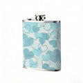 Light blue heart pattern background 8oz Flask, Stainless Steel Whiskey Bottle Gift  for Women, Home Kitchen Bar Tools, Gift Box, Holiday Gift, Christmas, Valentine's Day, Girlfriend, Mom, Present