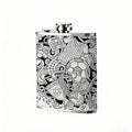 Black and white football sports doodle 8oz Flask, Stainless Steel Whiskey Bottle Gift  for Women, Home Kitchen Bar Tools, Gift Box, Holiday Gift, Christmas, Valentine's Day, Girlfriend, Mom, Present