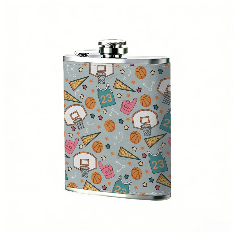 Colorful assorted dessert pattern 8oz Flask, Stainless Steel Whiskey Bottle Gift  for Women, Home Kitchen Bar Tools, Gift Box, Holiday Gift, Christmas, Valentine's Day, Girlfriend, Mom, Present