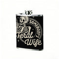 Cartoon skeleton text logo 8oz Flask, Stainless Steel Whiskey Bottle Gift  for Women, Home Kitchen Bar Tools, Gift Box, Holiday Gift, Christmas, Valentine's Day, Girlfriend, Mom, Present