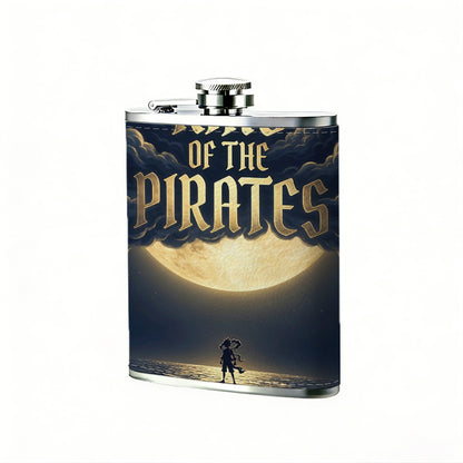 Sailboat, moonlit sea and pirate text 8oz Flask, Stainless Steel Whiskey Bottle Gift  for Women, Home Kitchen Bar Tools, Gift Box, Holiday Gift, Christmas, Valentine's Day, Girlfriend, Mom, Present