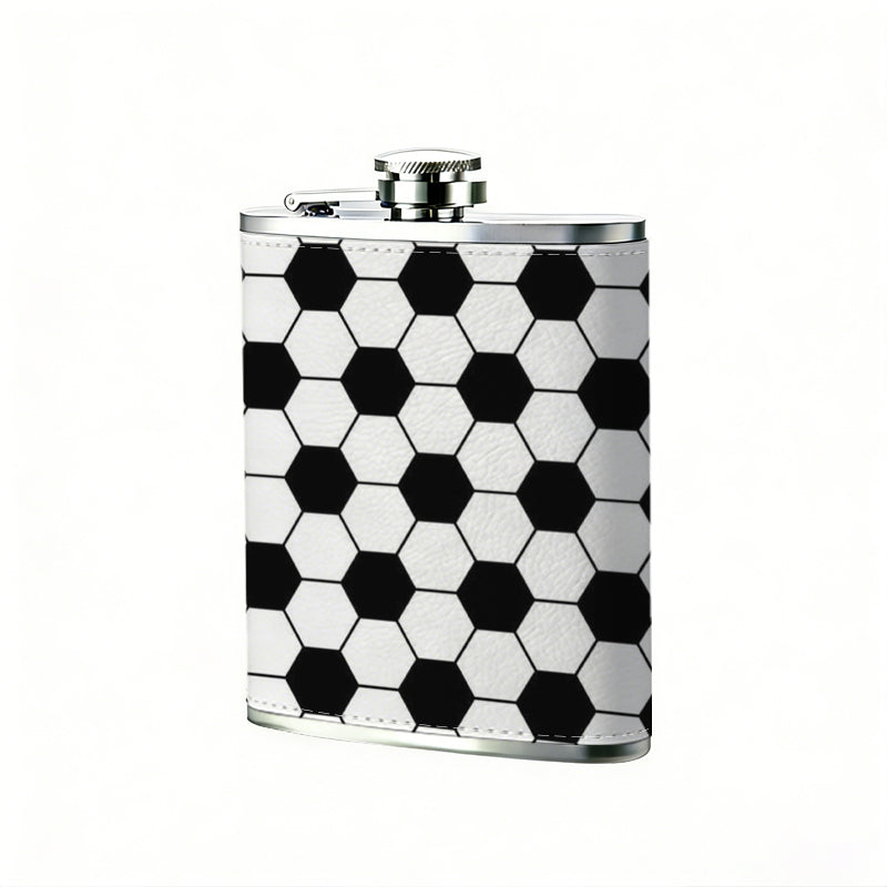 Black and white hexagon pattern 8oz Flask, Stainless Steel Whiskey Bottle Gift  for Women, Home Kitchen Bar Tools, Gift Box, Holiday Gift, Christmas, Valentine's Day, Girlfriend, Mom, Present