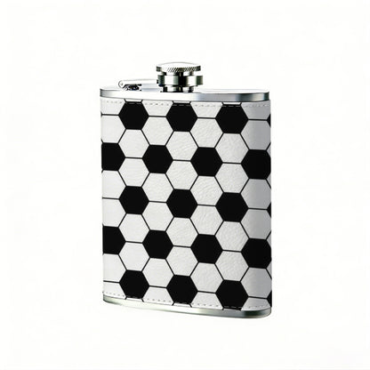 Black and white hexagon pattern 8oz Flask, Stainless Steel Whiskey Bottle Gift  for Women, Home Kitchen Bar Tools, Gift Box, Holiday Gift, Christmas, Valentine's Day, Girlfriend, Mom, Present