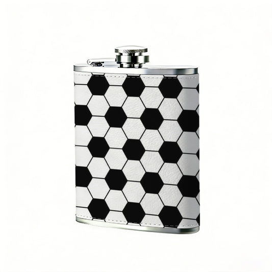 Black and white hexagon pattern 8oz Flask, Stainless Steel Whiskey Bottle Gift  for Women, Home Kitchen Bar Tools, Gift Box, Holiday Gift, Christmas, Valentine's Day, Girlfriend, Mom, Present