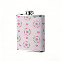 Pink pattern with hearts and circles 8oz Flask, Stainless Steel Whiskey Bottle Gift  for Women, Home Kitchen Bar Tools, Gift Box, Holiday Gift, Christmas, Valentine's Day, Girlfriend, Mom, Present