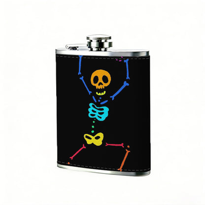 Neon glowing dancing skeleton 8oz Flask, Stainless Steel Whiskey Bottle Gift  for Women, Home Kitchen Bar Tools, Gift Box, Holiday Gift, Christmas, Valentine's Day, Girlfriend, Mom, Present
