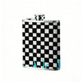 Black and white checkers with blue flames 8oz Flask, Stainless Steel Whiskey Bottle Gift  for Women, Home Kitchen Bar Tools, Gift Box, Holiday Gift, Christmas, Valentine's Day, Girlfriend, Mom, Present