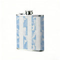 Blurry blue and white stripes 8oz Flask, Stainless Steel Whiskey Bottle Gift  for Women, Home Kitchen Bar Tools, Gift Box, Holiday Gift, Christmas, Valentine's Day, Girlfriend, Mom, Present