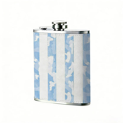 Blurry blue and white stripes 8oz Flask, Stainless Steel Whiskey Bottle Gift  for Women, Home Kitchen Bar Tools, Gift Box, Holiday Gift, Christmas, Valentine's Day, Girlfriend, Mom, Present