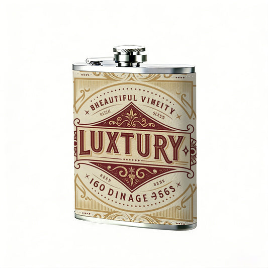Vintage luxury decorative text emblem 8oz Flask, Stainless Steel Whiskey Bottle Gift  for Women, Home Kitchen Bar Tools, Gift Box, Holiday Gift, Christmas, Valentine's Day, Girlfriend, Mom, Present